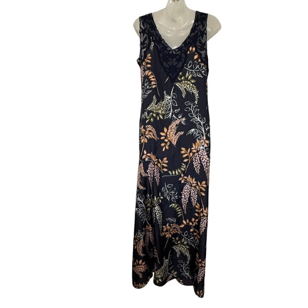 Sundance 100% Silk Sexy Floral Printed Slip Dress Sheath Lace Trim size S 4 - 6 - Picture 8 of 10